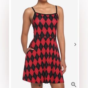 NWOT Harley Quinn style dress Red & Black Argyle Dress joker dress